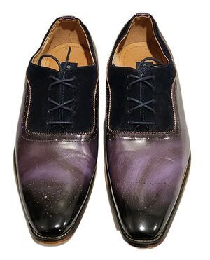 Gino Vitale Men's Lace Up Medallion Toe Dress Shoes Purple Size 13